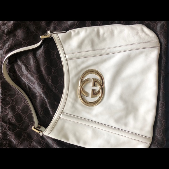 Gucci Medium Britt White Leather Gold Hardware - Picture 1 of 6